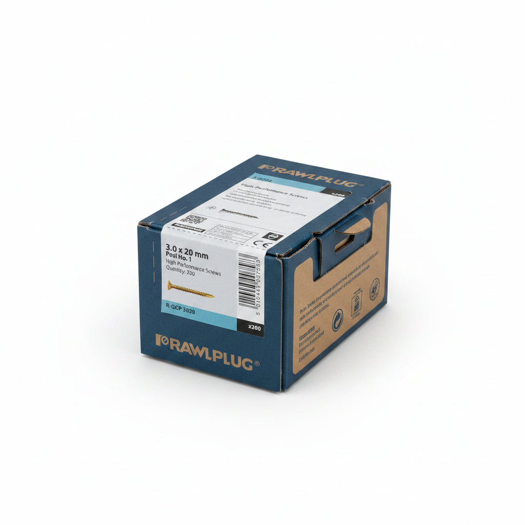 Rawlplug Chipboard Screws 3.0mm x 20mm 200 Box