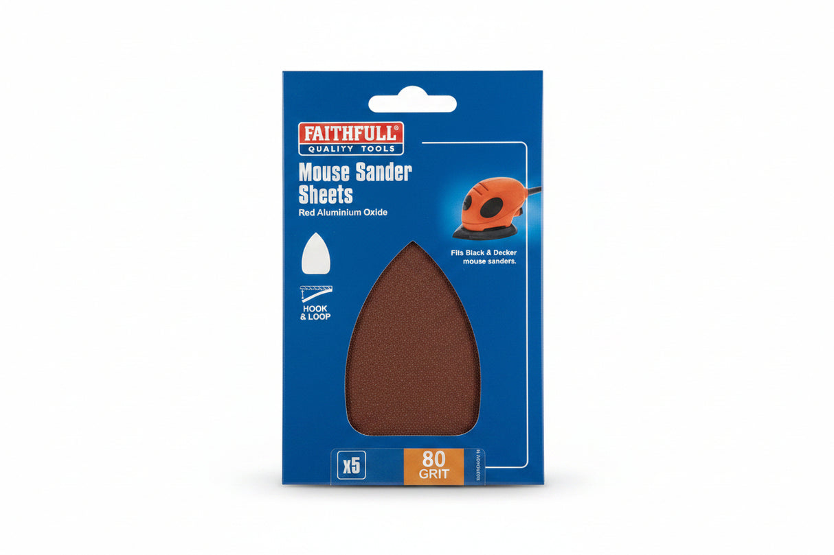 Faithfull Mouse Sanding Sheets Medium 80 Grit