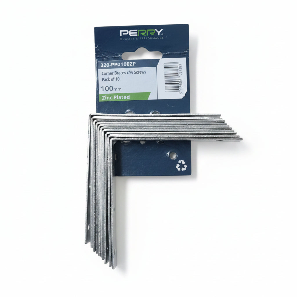 Perry Corner Braces Zinc Plated 100mm Pack of 10