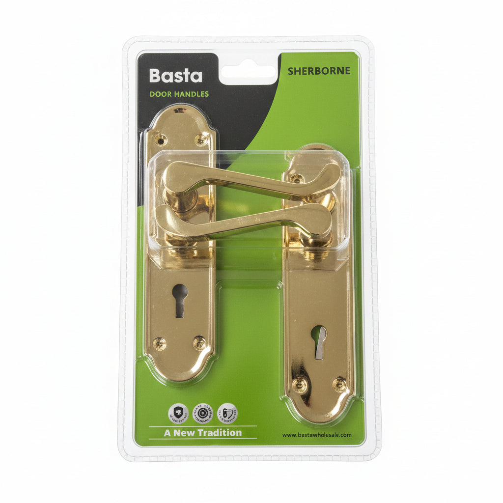 Basta Sherborne Brass Plated Sashlock Lever on Plate Clam