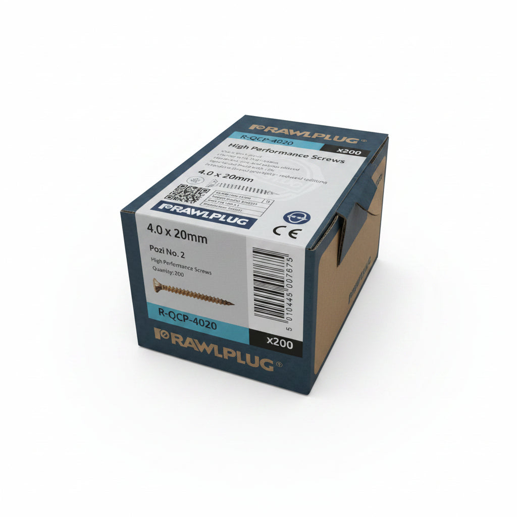 Rawlplug Chipboard Screws 4.0mm x 20mm 200 Box