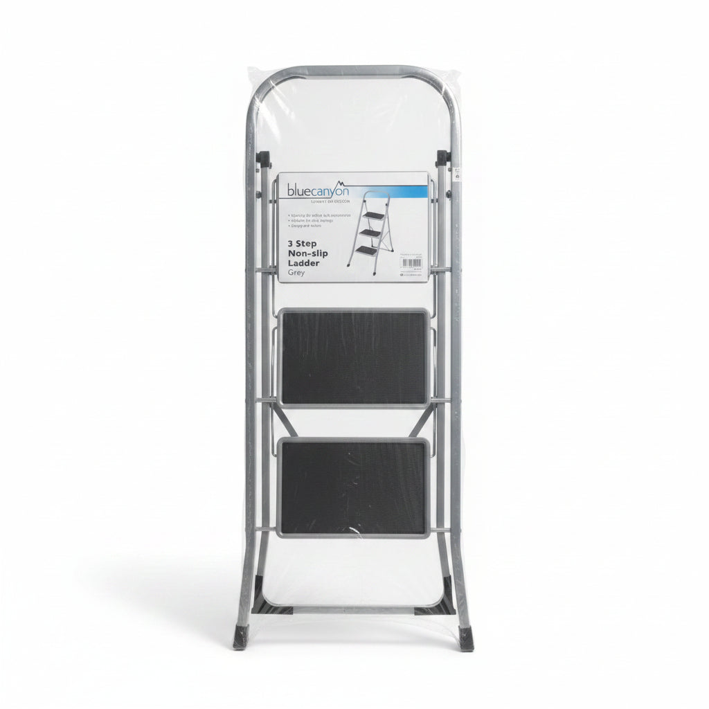 3 Step Non-Slip Ladder Grey