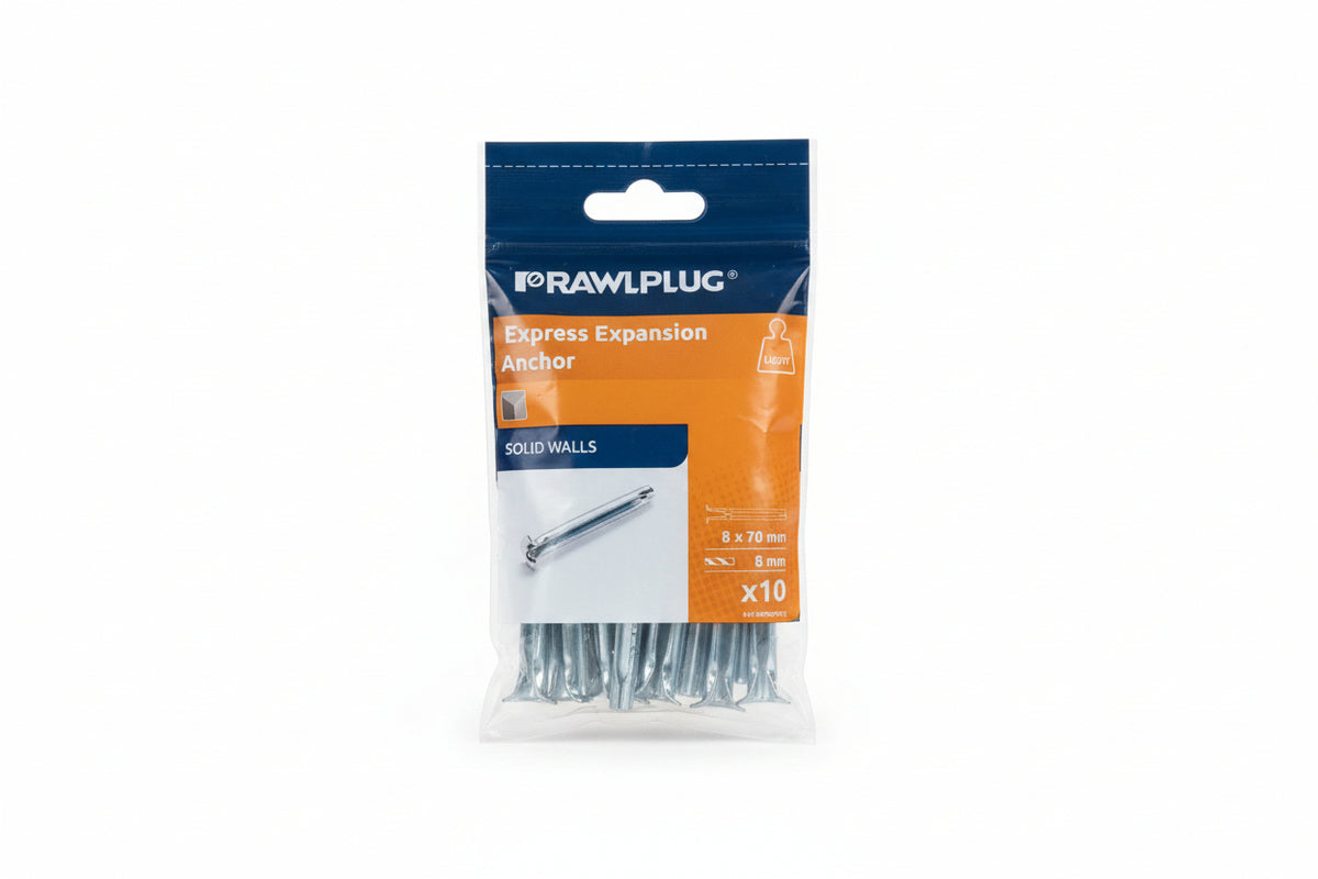 Rawlplug Express Expansion Anchor 8mm x 70mm Pack of 10