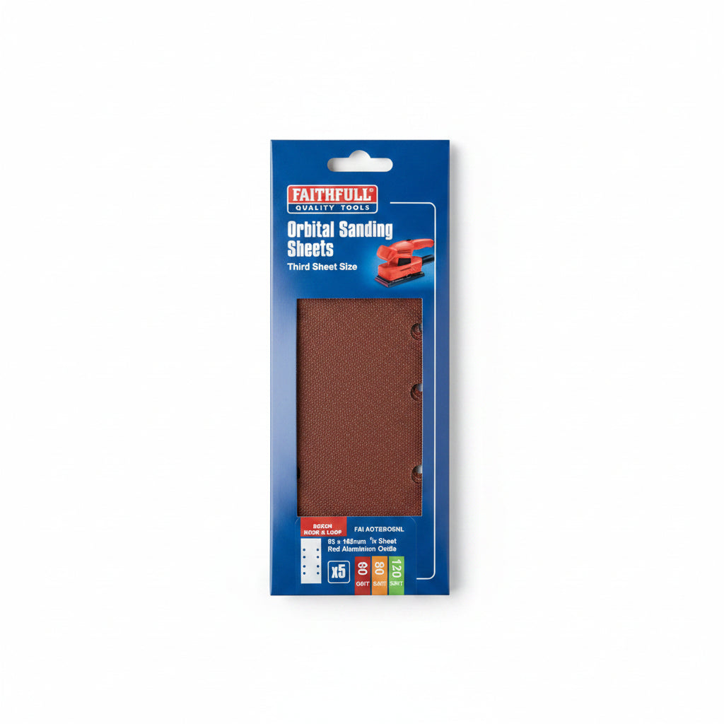 Faithfull 1/3 Sanding Sheet Bosch Hook & Loop Assorted Pack of 5