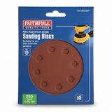 Faithfull Hook & Loop Sanding Disc DID3 Holed 125mm Very Fine Pack of 5