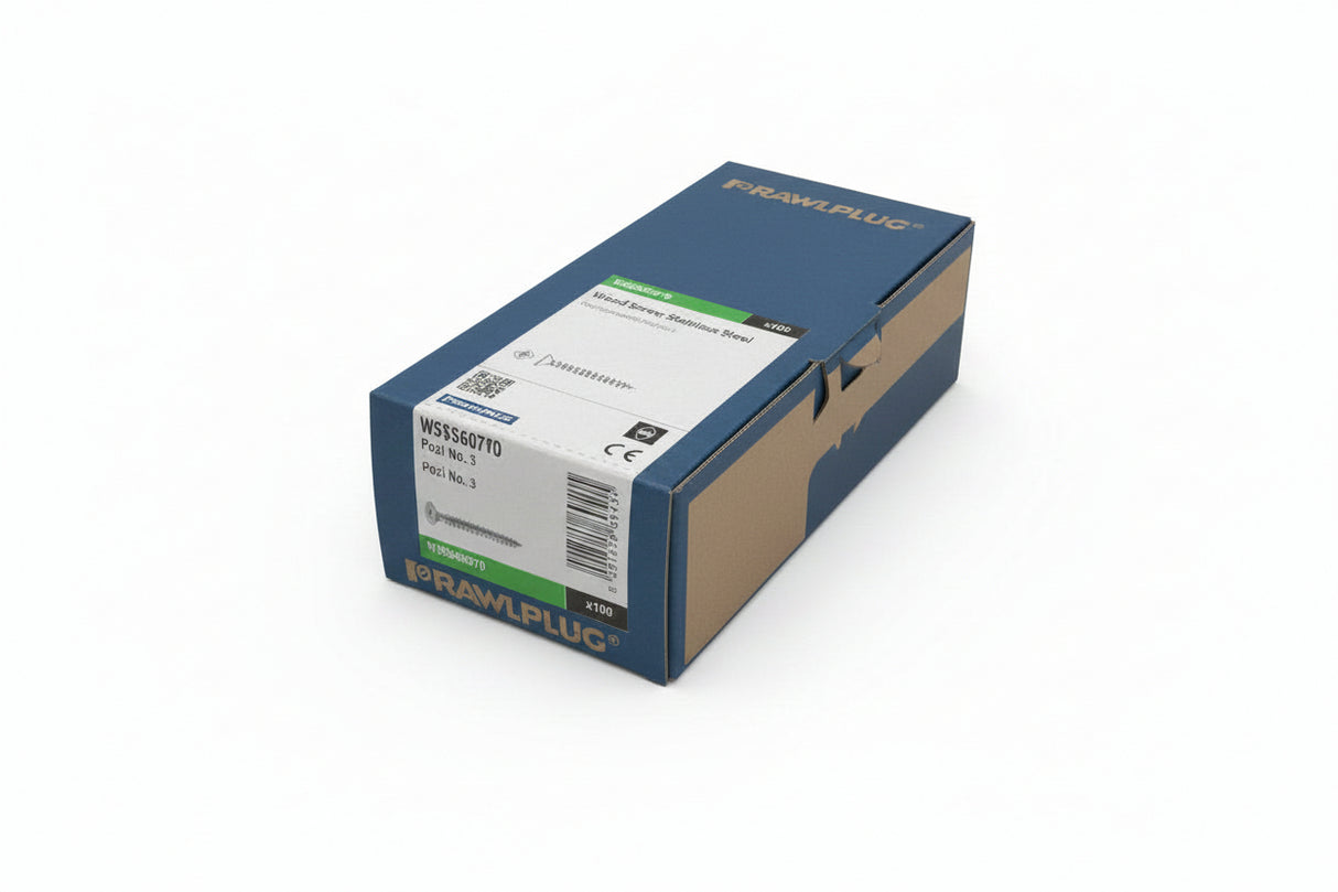Rawlplug Stainless Steel Wood Screws 6.0mm x 70mm 100 Box
