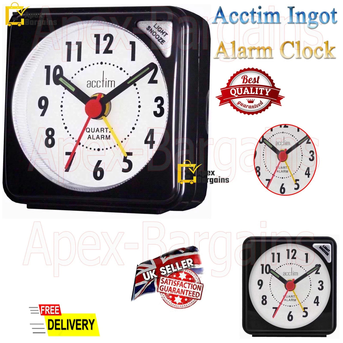 IGNOT BLACK QUARTZ ALARM CLOCK