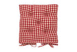 Red gingham seat pad with ties for dining, kitchen, and garden chairs.