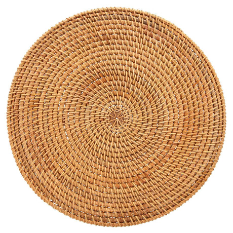 Natural woven cane placemat for stylish everyday dining.