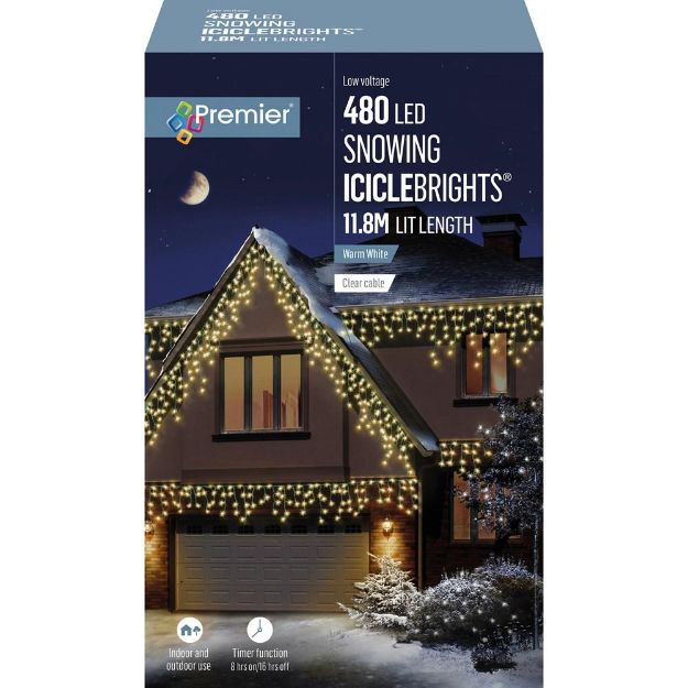 Picture of PREMIER 480 LED SNOWING ICICLE BRIGHTS WARM WHITE 11.8M LIT LENGTH