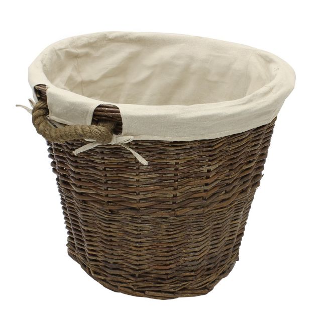 Picture of LOG BASKET LININED WITH ROPE HANDLES