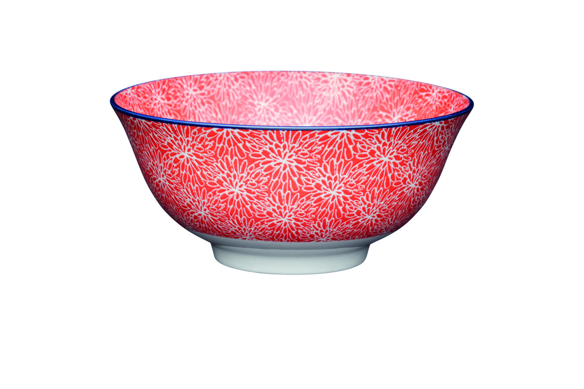 Picture of RED FLORAL & BLUE EDGE CERAMIC BOWL