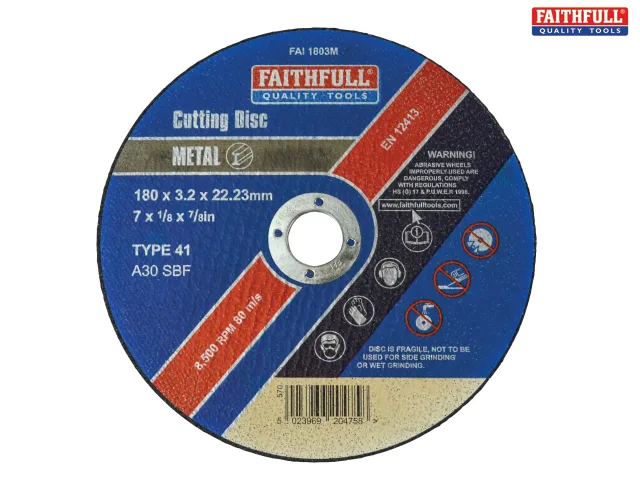 Picture of FAITHFULL METAL CUTTING WHEEL 180 X 3.2 X 22.23MM