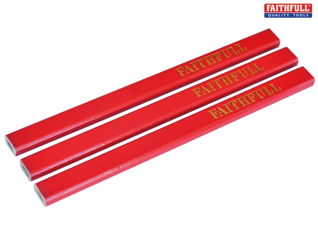 Picture of FAITHFULL RED CARPENTERS PENCIL 3 PACK
