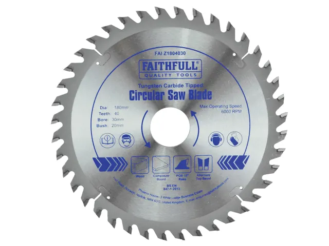 Picture of FAITHFULL CIRCULAR SAW BLADE 180 X 30MM X 40T