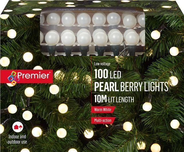 Picture of PREMIER 100 PEARL BERRY LIGHTS WARM WHITE 10M LIT LENGTH