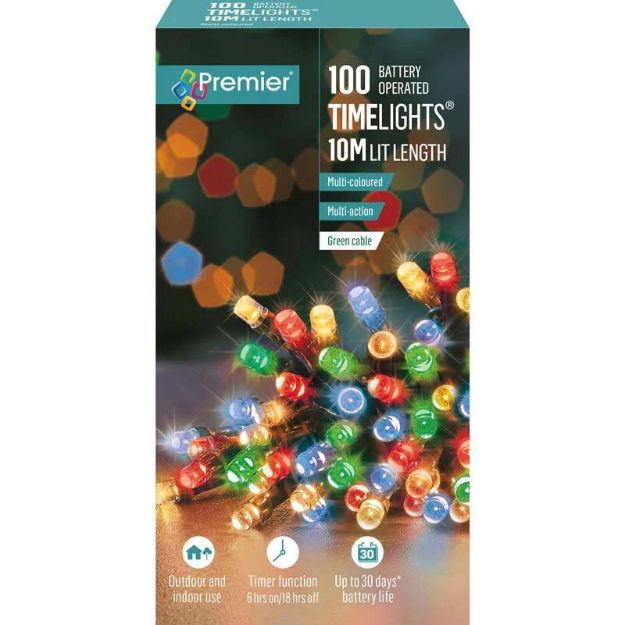 Picture of PREMIER 100 LED TIME LIGHTS BATTERY OPERATED MULTI-COLOURED 10M LIT LENGTH