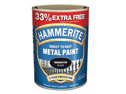 Picture of HAMMERITE METAL PAINT SMOOTH BLACK 750ML+33% FREE