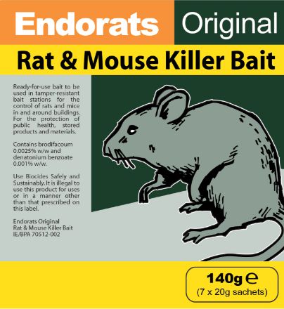 Picture of ENDORATS RAT & MOUSE BAIT 140G